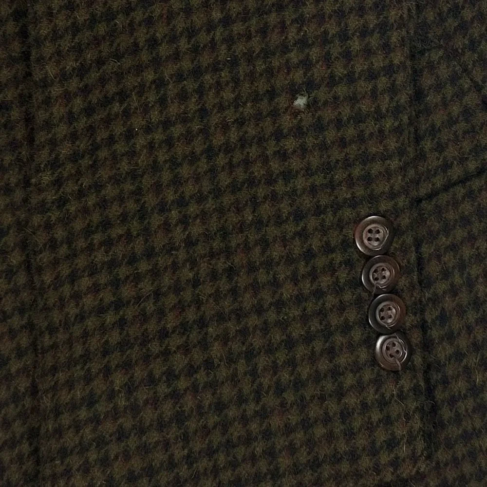 Vintage 80s Union Made Bill Blass‎ camel hair Brown houndstooth blazer men’s 44L
